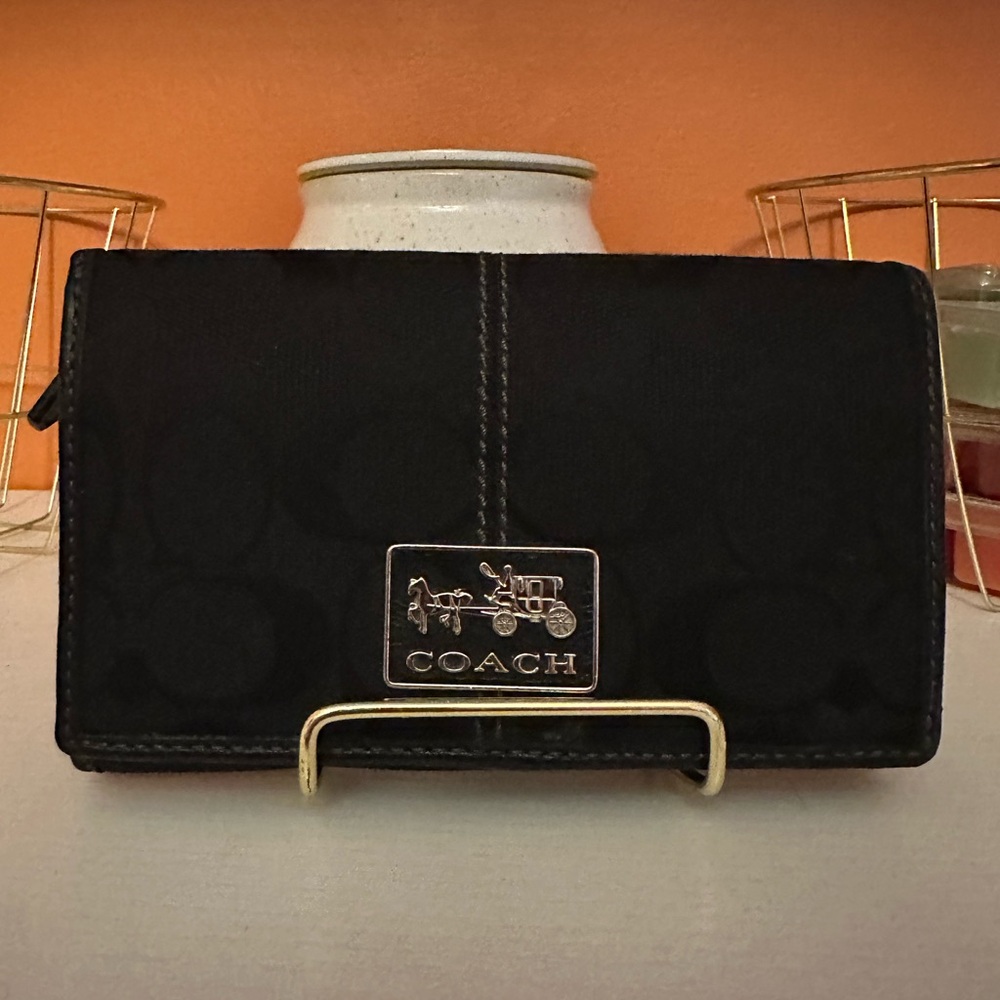 COACH Signature Jacquard Trifold Wallet(EUC)